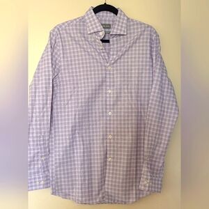 Michael Kors men's purple plaid dress shirt sz med